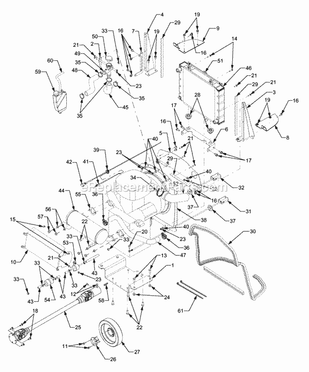 Engine And Drive Shaft 1b065g & Before Diagram and Parts List for 5254E 54AE542-710, 54BE542-710, 54CE542-710 Cub Cadet Lawn Tractor